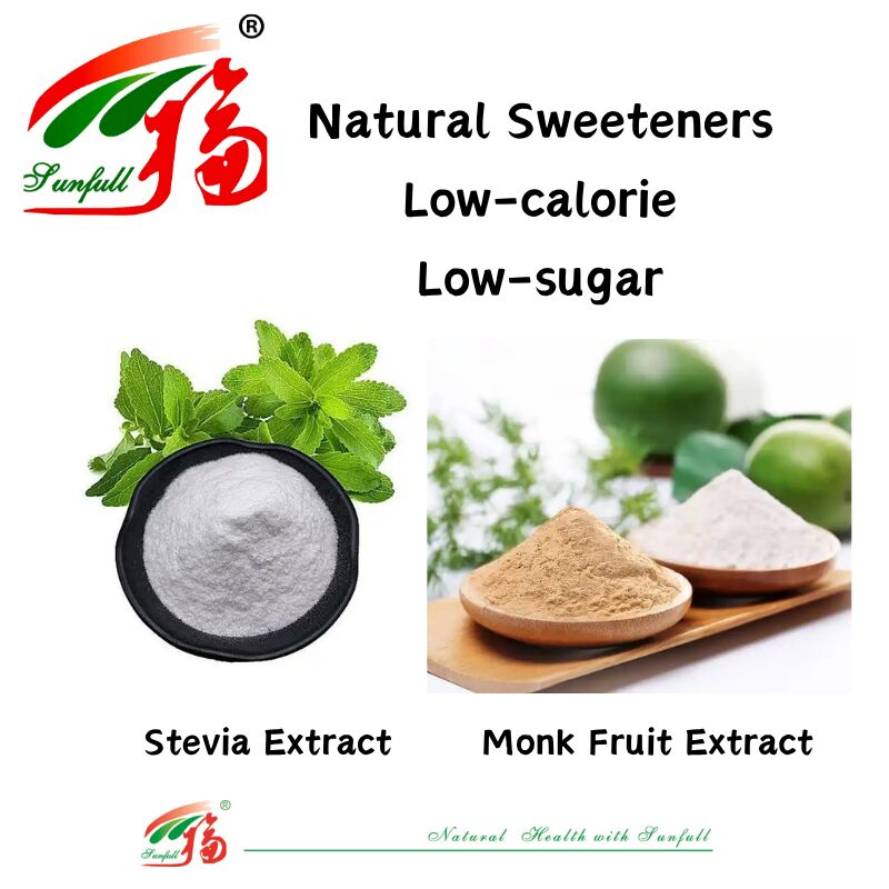 Natural Sugar Substitutes Stevia Extract with 80%-95% Steviosides and Monk Fruit Extract with 20%-60% Mogroside V Zero-Calorie Natural Sweeteners
